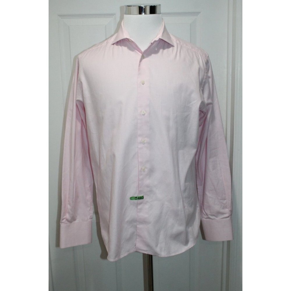 Suitsupply Dress Shirt Pink Micro Cotton 2-ply Shirt VGC Spread Collar  42 /16.5